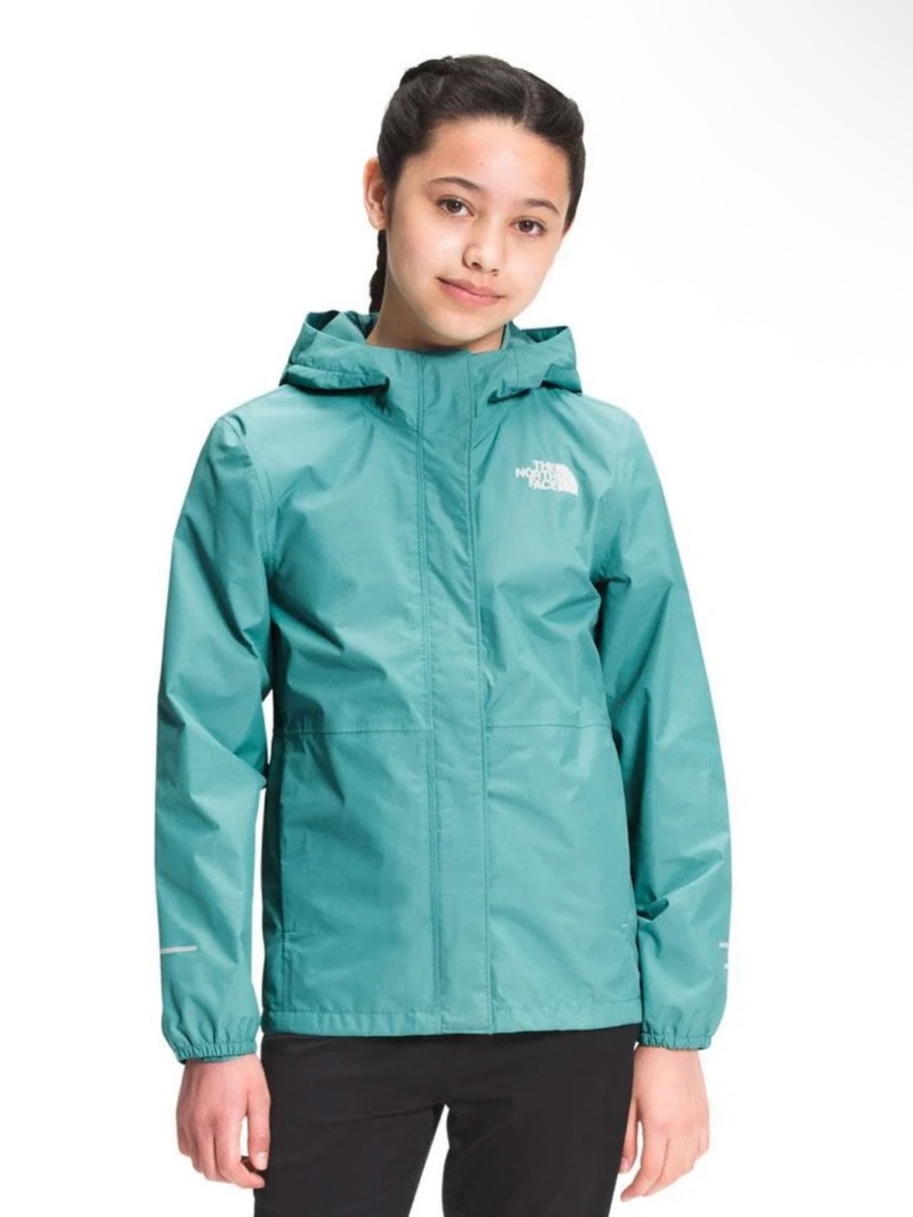 The North Face Resolve Reflective Rain Jacket Girls’ Size Medium Teal Blue Gorp
